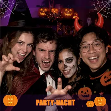Halloween-Effekt auf Freunden in Halloween-Kostümen – Online-Fotobox