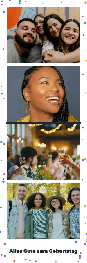 Fotostreifen-Vorlage „Geburtstag“ mit Beispielfotos